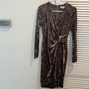 Calvin Klein Sweater Dress Faux wrap rucked size 4